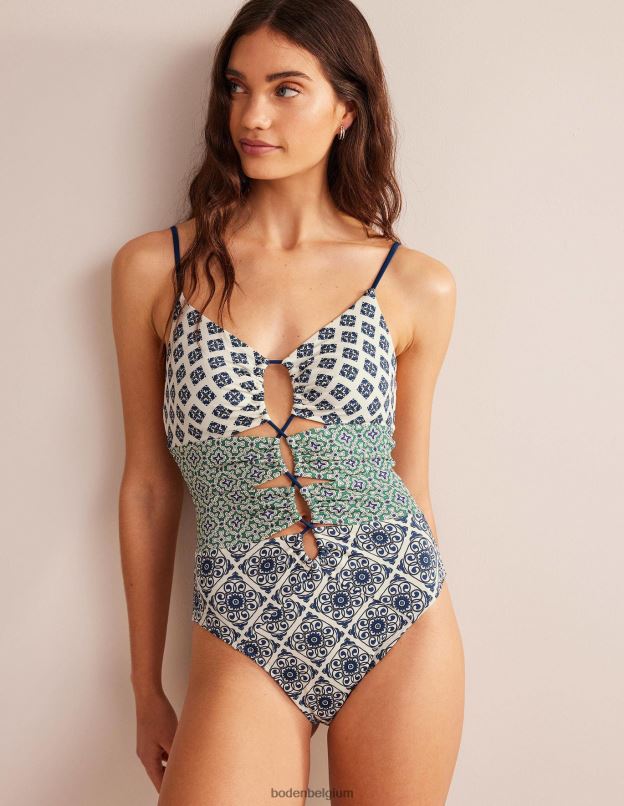 femmes Boden tourbillon de flore ivoire et ocenside maillot de bain coupe froncée vêtements Z42D01438