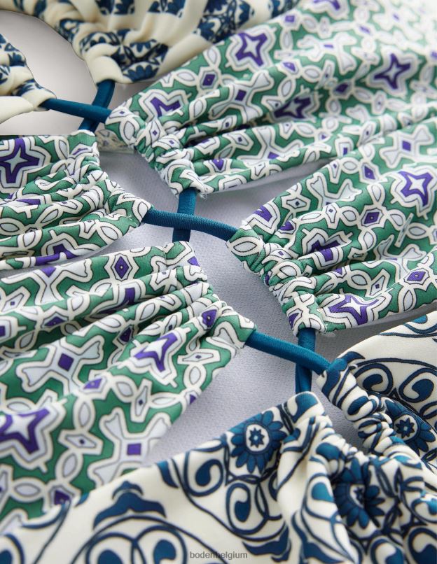 femmes Boden tourbillon de flore ivoire et ocenside maillot de bain coupe froncée vêtements Z42D01438