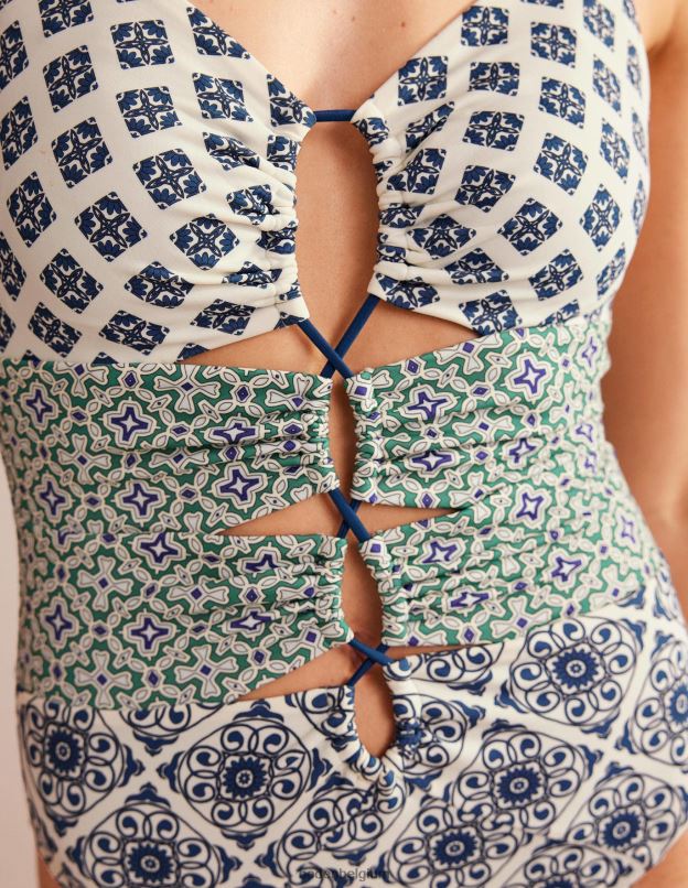 femmes Boden tourbillon de flore ivoire et ocenside maillot de bain coupe froncée vêtements Z42D01438