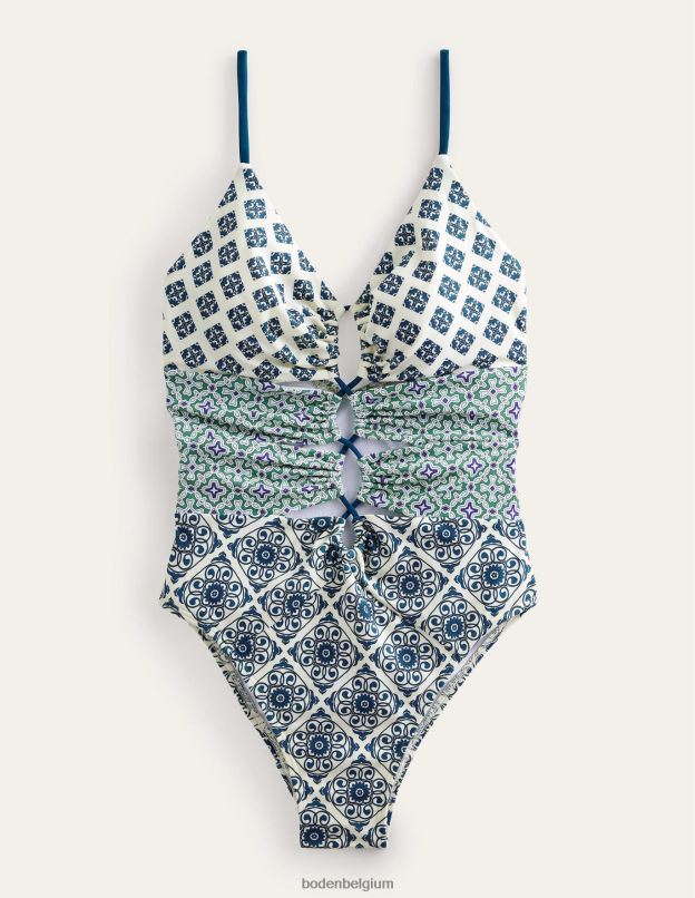 femmes Boden tourbillon de flore ivoire et ocenside maillot de bain coupe froncée vêtements Z42D01438