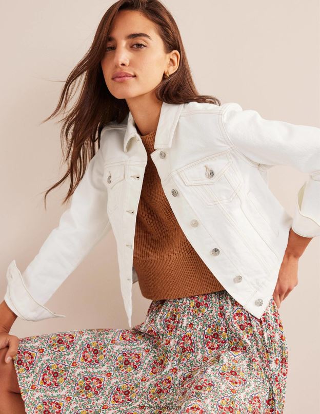 femmes Boden écru veste en jean rigide vêtements Z42D0668