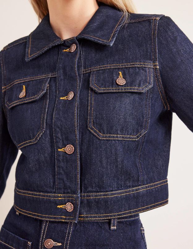 femmes Boden indigo veste courte décontractée en coton vêtements Z42D01379