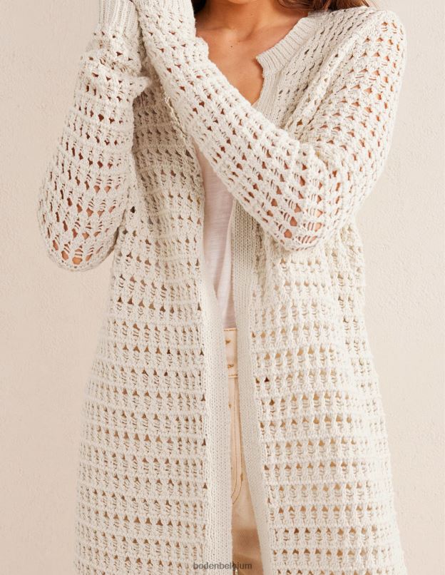 femmes Boden ivoire chaud manteau au crochet vêtements Z42D01879