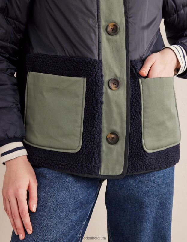 femmes Boden marine veste matelassée en peau de mouton vêtements Z42D01601