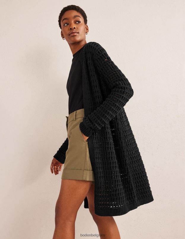 femmes Boden noir manteau au crochet vêtements Z42D01592