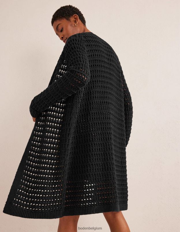 femmes Boden noir manteau au crochet vêtements Z42D01592