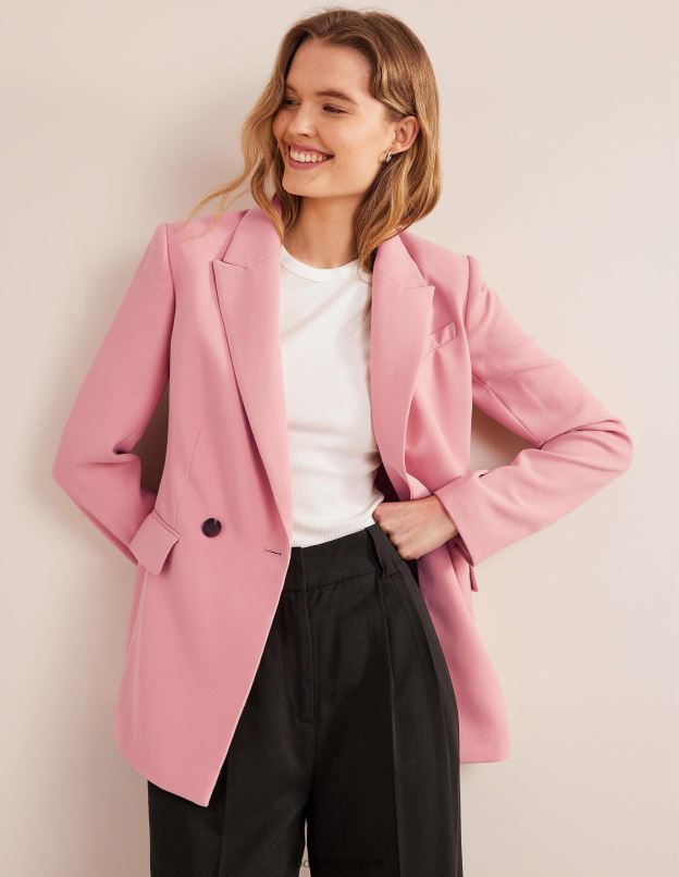 femmes Boden rose blazer à double boutonnage en crêpe vêtements Z42D0961