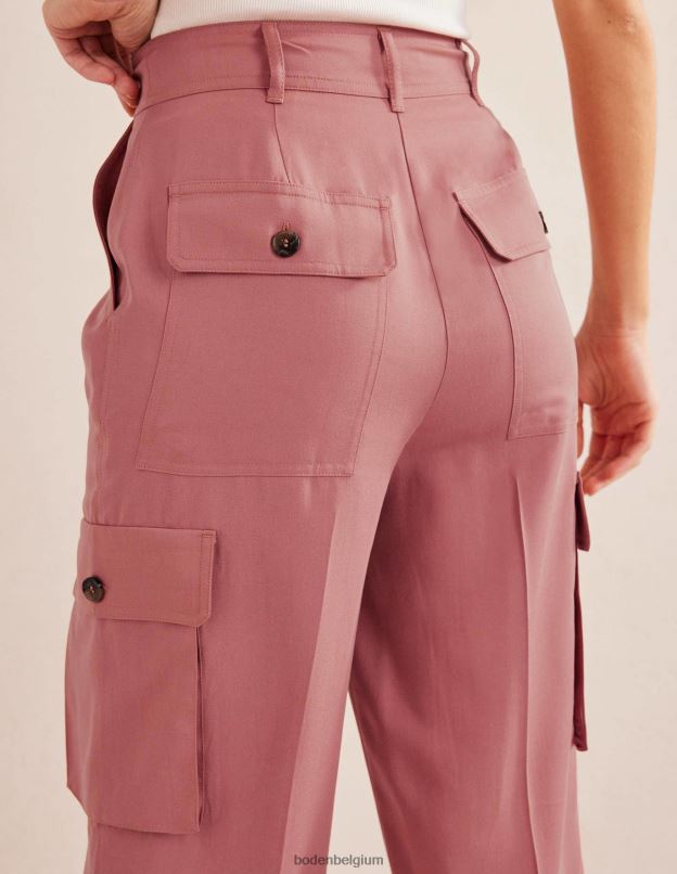 femmes Boden Rose poussiéreuse pantalon cargo en tencel vêtements Z42D01557