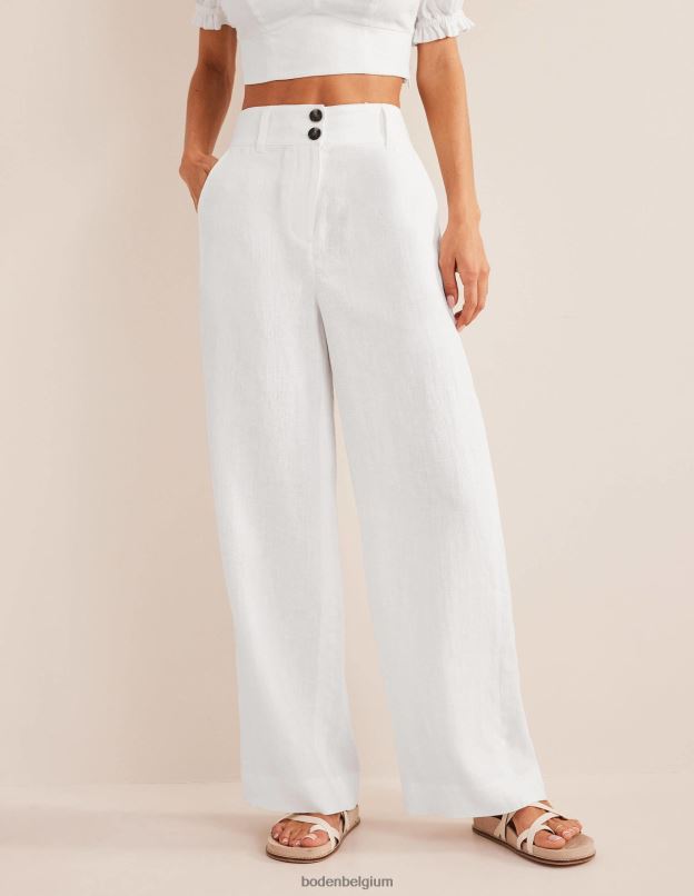 femmes Boden blanc pantalon en lin highbury vêtements Z42D0994