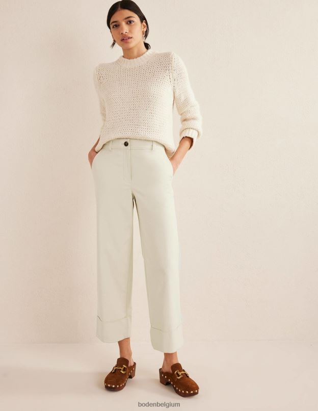 femmes Boden coquille de pistache pantalon ajusté à revers vêtements Z42D02079