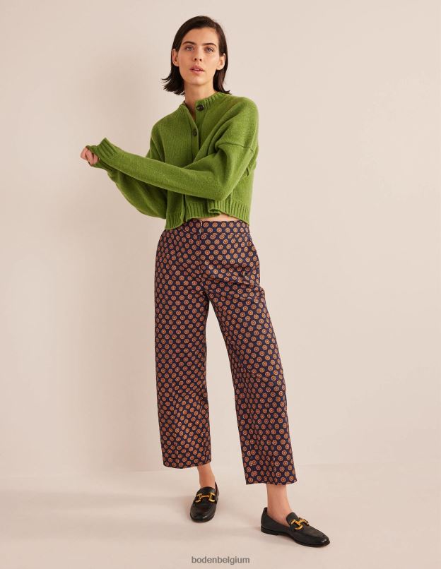 femmes Boden géo bleu marine et tournesol pantalon droit imprimé vêtements Z42D02166