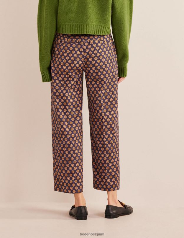 femmes Boden géo bleu marine et tournesol pantalon droit imprimé vêtements Z42D02166