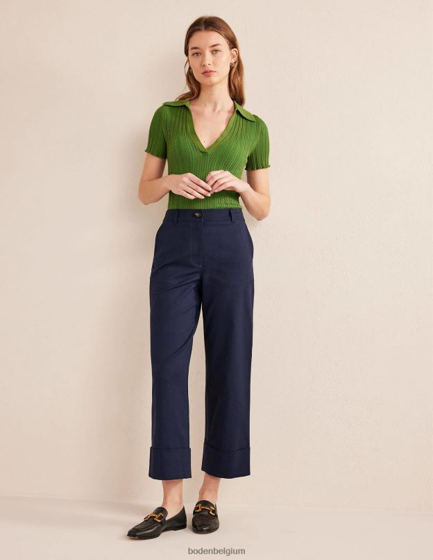 femmes Boden marine pantalon ajusté à revers vêtements Z42D01045