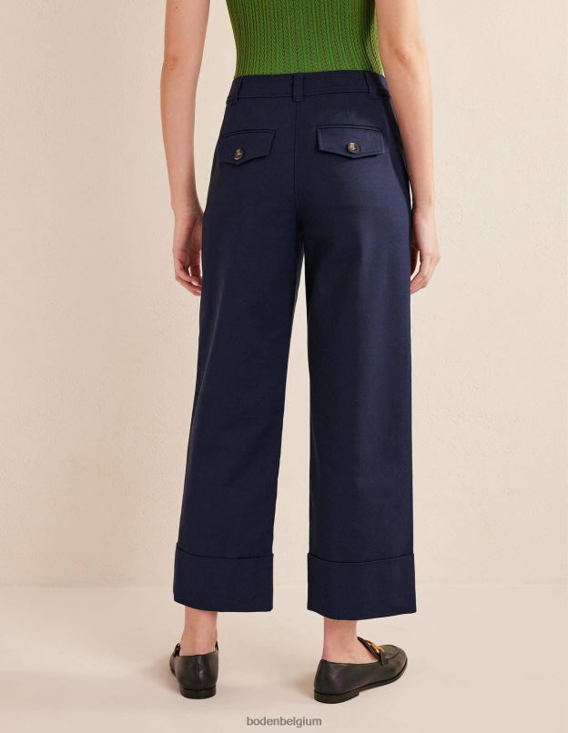 femmes Boden marine pantalon ajusté à revers vêtements Z42D01045