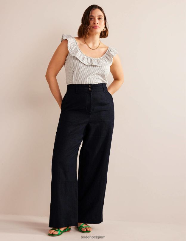 femmes Boden marine pantalon en lin highbury vêtements Z42D0965