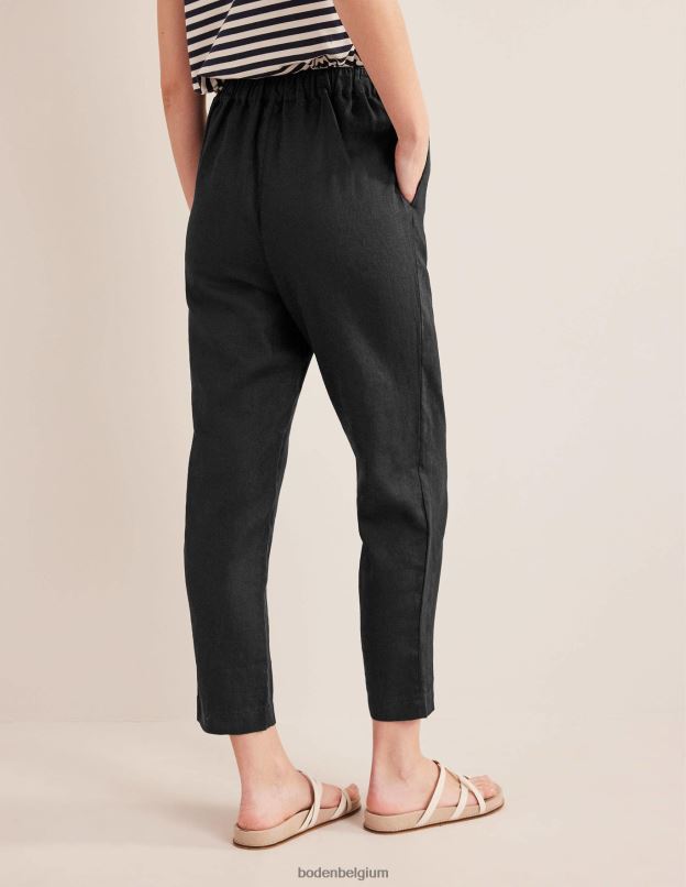 femmes Boden noir pantalon décontracté à enfiler en lin vêtements Z42D01167