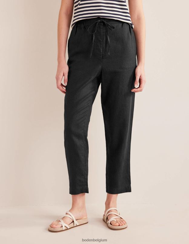 femmes Boden noir pantalon décontracté à enfiler en lin vêtements Z42D01167