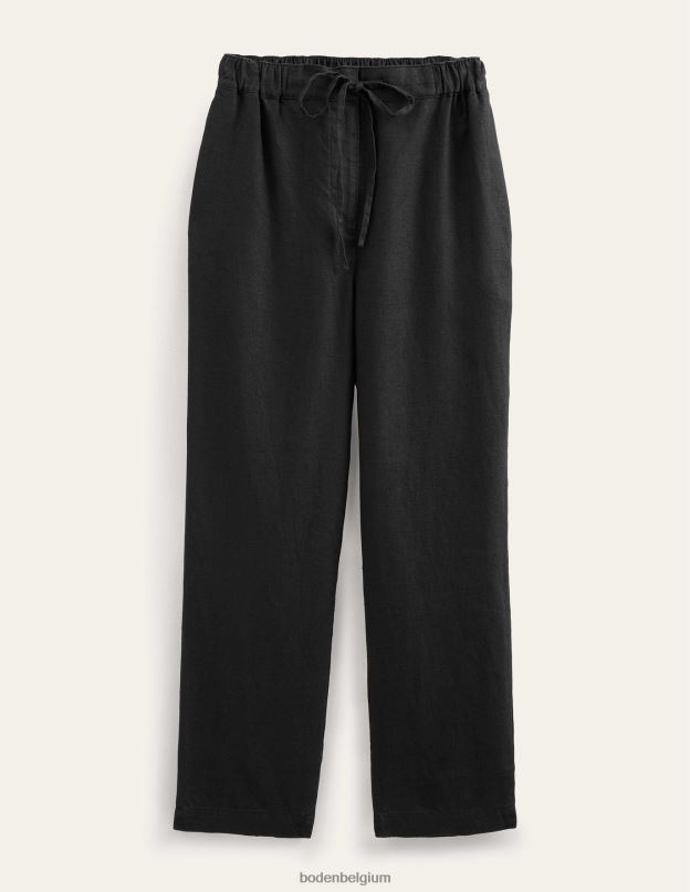femmes Boden noir pantalon décontracté à enfiler en lin vêtements Z42D01167
