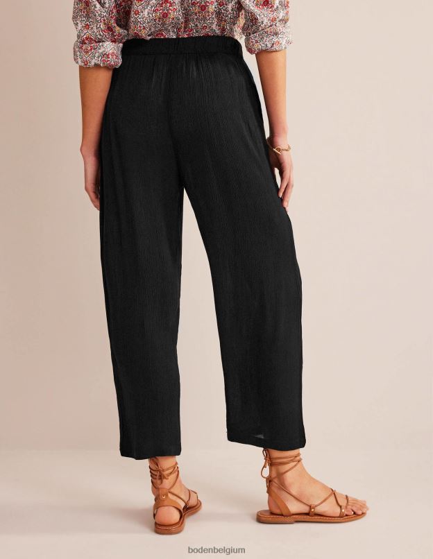 femmes Boden noir pantalon froissé à enfiler vêtements Z42D02173