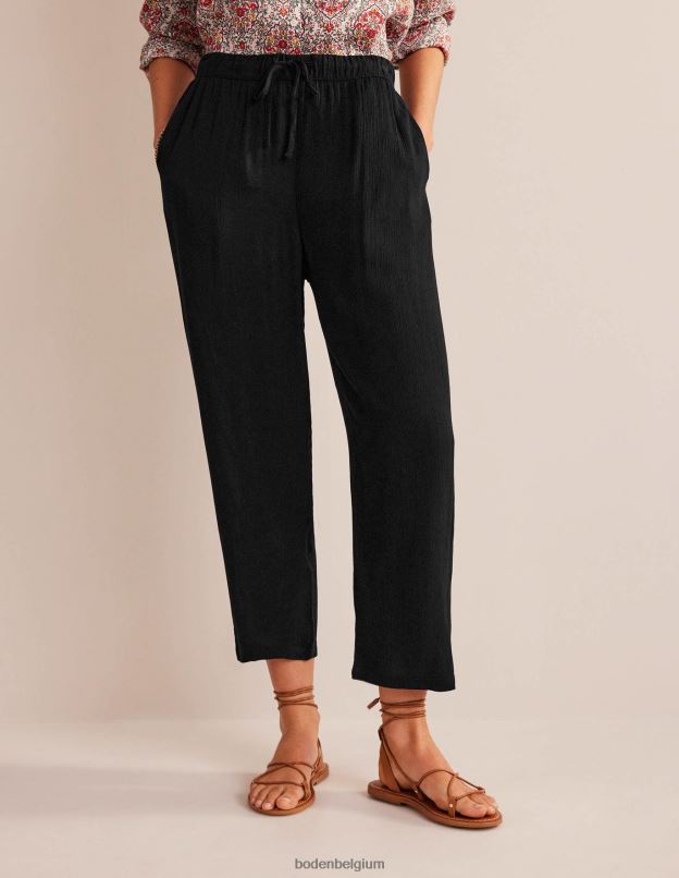 femmes Boden noir pantalon froissé à enfiler vêtements Z42D02173