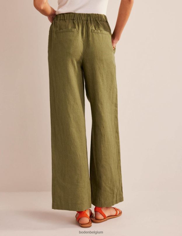 femmes Boden olive capulet pantalon décontracté en lin à enfiler vêtements Z42D01107