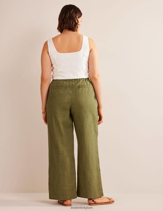 femmes Boden olive capulet pantalon décontracté en lin à enfiler vêtements Z42D01107