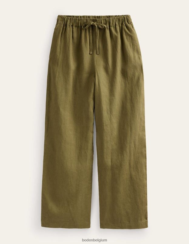 femmes Boden olive capulet pantalon décontracté en lin à enfiler vêtements Z42D01107
