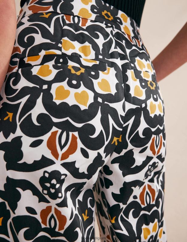 femmes Boden pépins noirs et opulents pantalon court imprimé vêtements Z42D01035