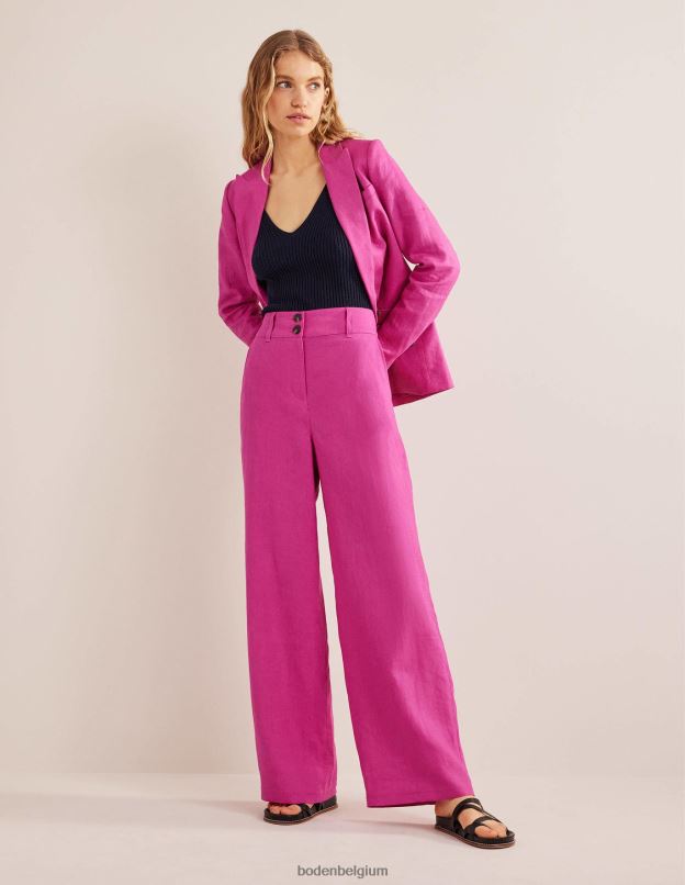 femmes Boden rose violette pantalon en lin highbury vêtements Z42D02588