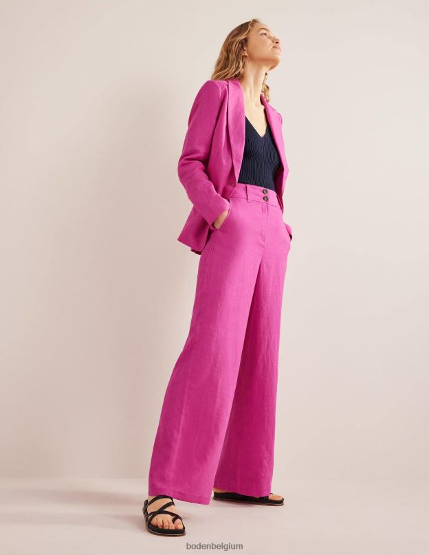 femmes Boden rose violette pantalon en lin highbury vêtements Z42D02588