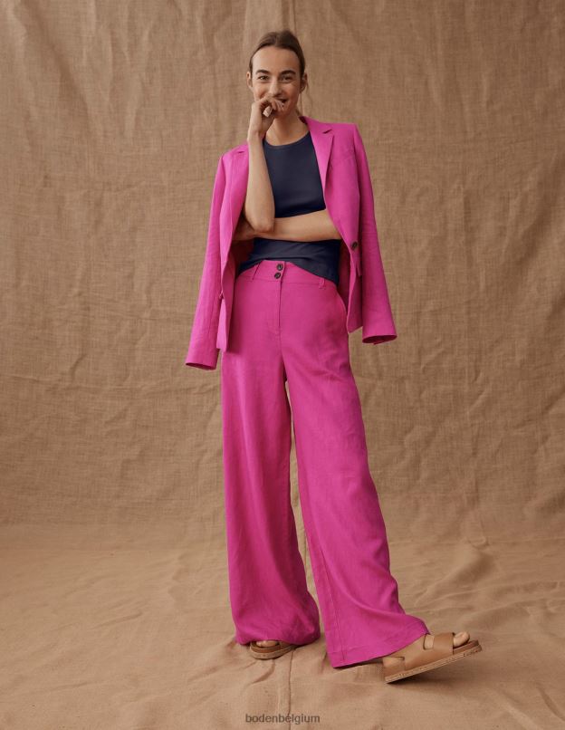 femmes Boden rose violette pantalon en lin highbury vêtements Z42D02588