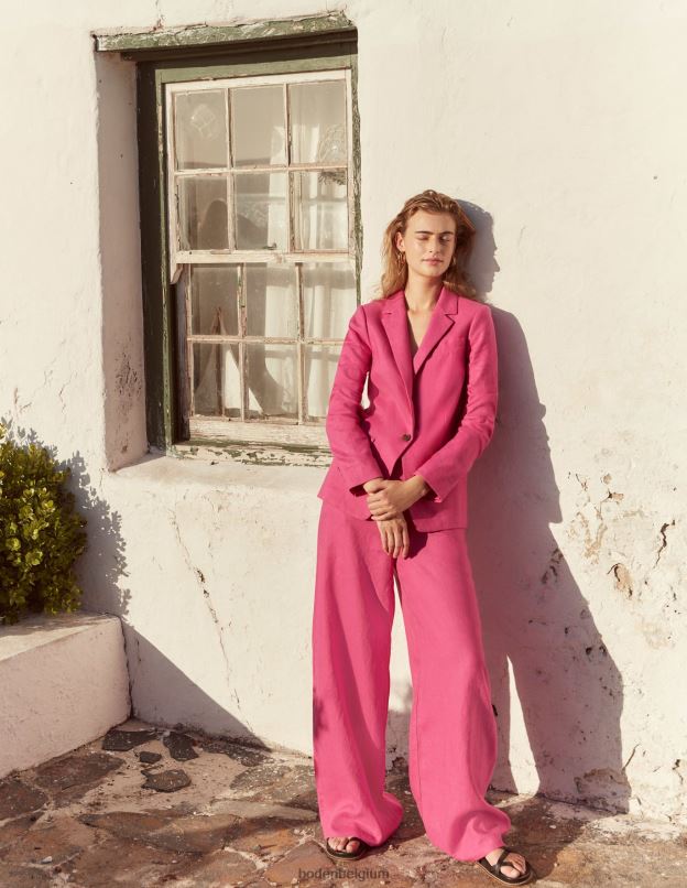 femmes Boden rose violette pantalon en lin highbury vêtements Z42D02588