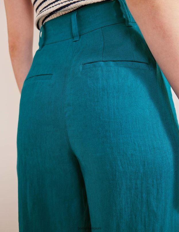 femmes Boden sarcelle de cristal pantalon en lin highbury vêtements Z42D01207