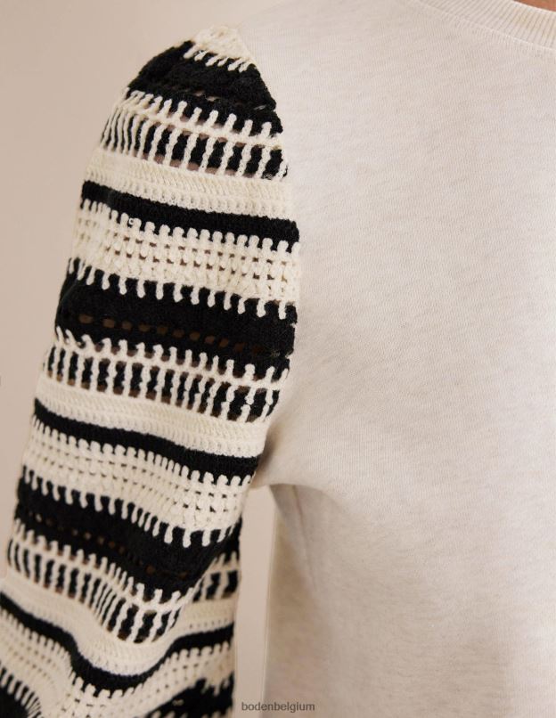 femmes Boden chiné à l'avoine et manche au crochet sweat-shirt au crochet vêtements Z42D01635