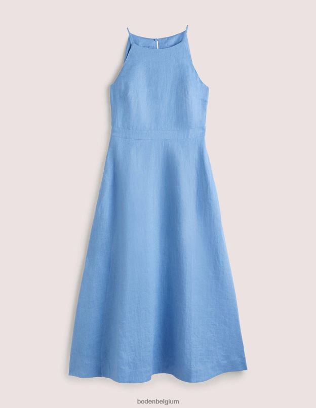 femmes Boden Bleu Riviera robe midi dos nu en lin vêtements Z42D066