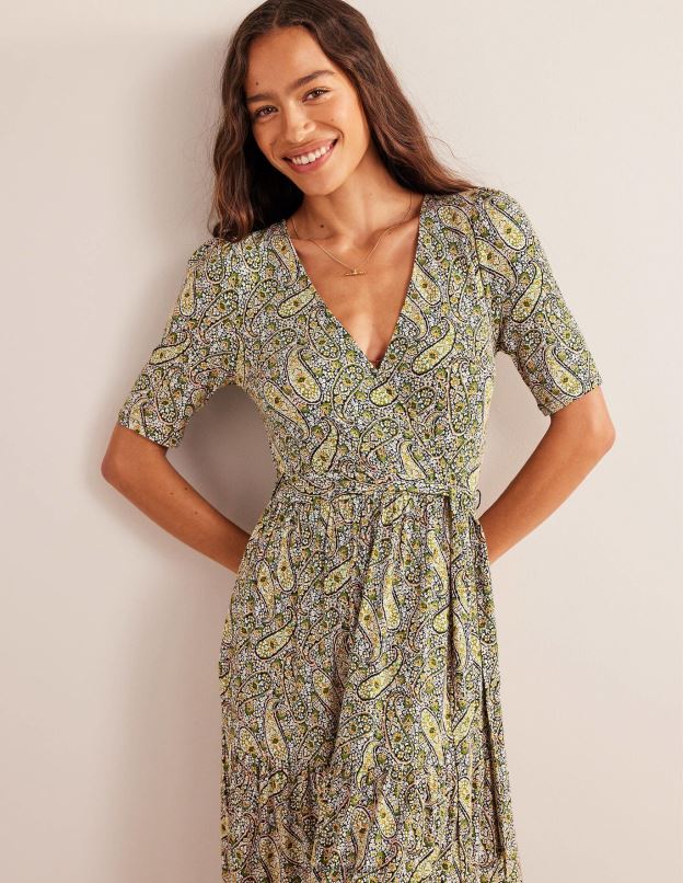 femmes Boden Park Ranger et fleurs cachemire robe longue portefeuille en jersey à volants vêtements Z42D01488