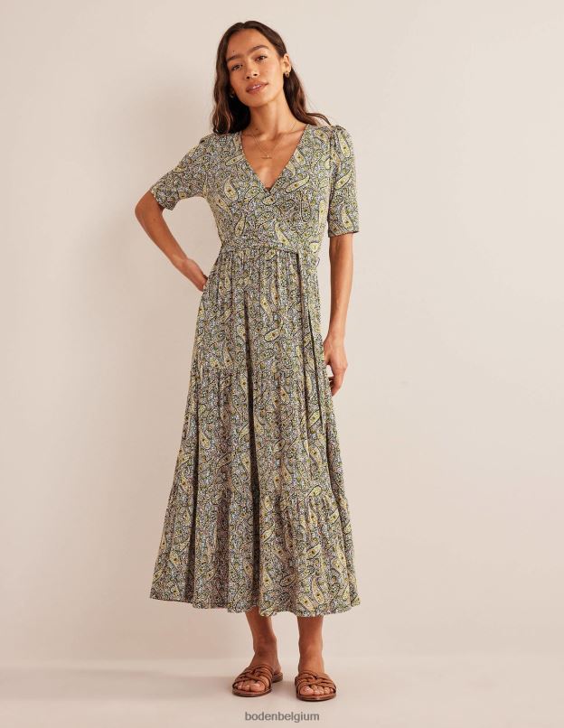 femmes Boden Park Ranger et fleurs cachemire robe longue portefeuille en jersey à volants vêtements Z42D01488