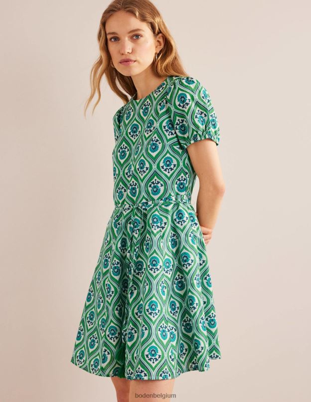 femmes Boden aigue-marine et géo cascade robe courte à jupe ample vêtements Z42D01100