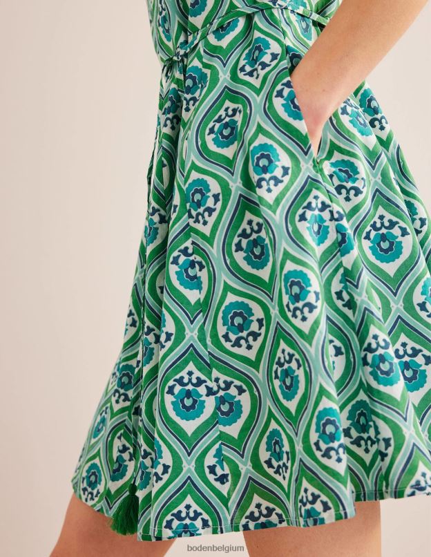 femmes Boden aigue-marine et géo cascade robe courte à jupe ample vêtements Z42D01100