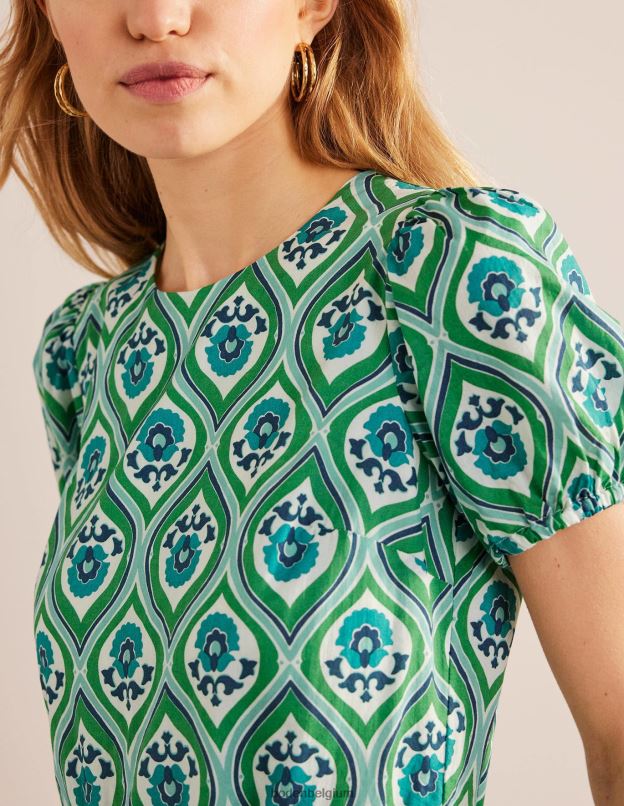 femmes Boden aigue-marine et géo cascade robe courte à jupe ample vêtements Z42D01100