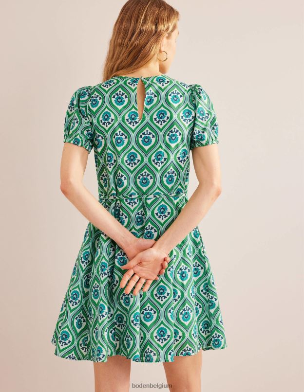 femmes Boden aigue-marine et géo cascade robe courte à jupe ample vêtements Z42D01100