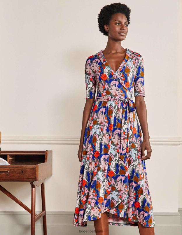 femmes Boden aulne et oiseau oriental robe portefeuille en jersey lavinia vêtements Z42D02423