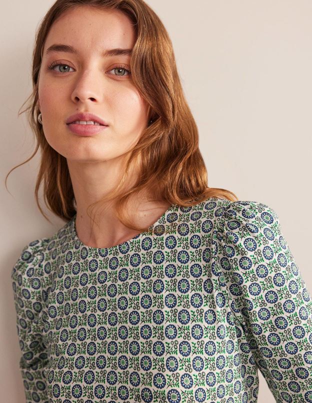 femmes Boden bleu égéen et brin de tournesol robe zoé en jersey vêtements Z42D023