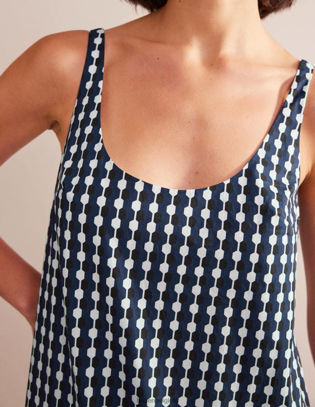 femmes Boden bleu marine et géo azur robe droite à encolure dégagée vêtements Z42D01143