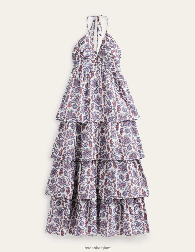 femmes Boden bleu nuit robe longue froncée à volants vêtements Z42D0959