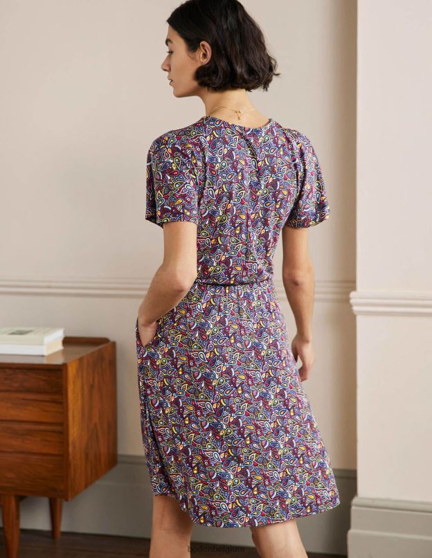 femmes Boden blush cachemire bleu marine robe en jersey à manches flottantes vêtements Z42D02403