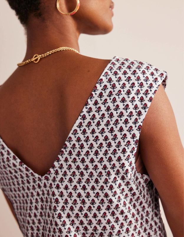 femmes Boden blush ivoire et tulipe robe droite sans manches en jersey vêtements Z42D0571