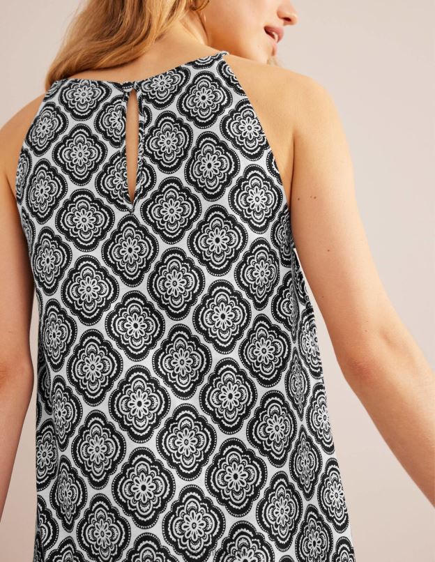 femmes Boden blush noir et botanique robe mi-longue en jersey à col nageur vêtements Z42D0932