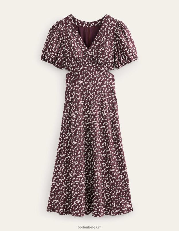 femmes Boden bordeaux foncé et marguerite douce robe mi-longue découpée vêtements Z42D02612