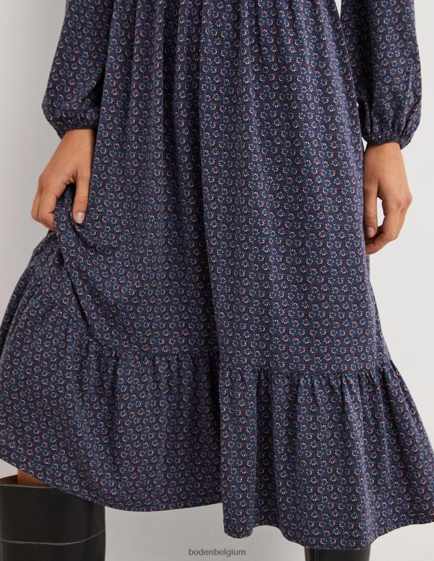 femmes Boden bourgeon bleu marine et diamant robe midi boutonnée en jersey vêtements Z42D01648